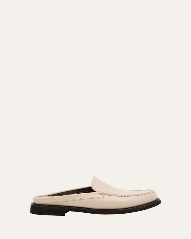 Calfskin Leather Loafer Mules
